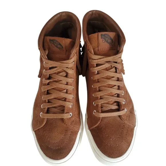 VANS SK-8 HI MOC Brown Suede Moccasin Style Hightop Fringed Lace up Sneakers 8