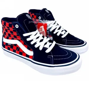 Vans SK8-Hi Pro Checkerboard Sneakers Navy &amp; Orange