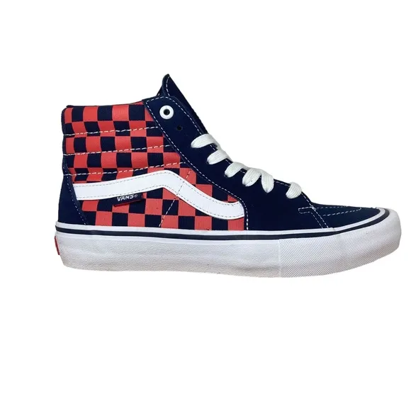 Vans SK8-Hi Pro Checkerboard Sneakers Navy &amp; Orange