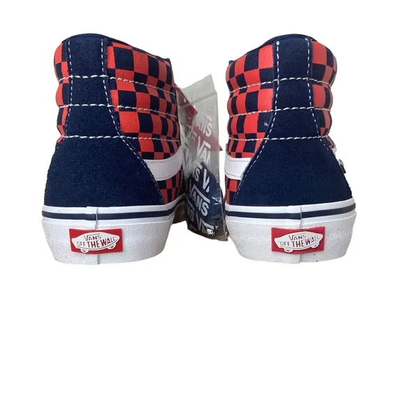 Vans SK8-Hi Pro Checkerboard Sneakers Navy &amp; Orange