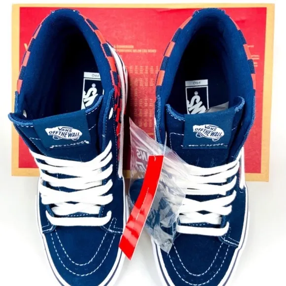 Vans SK8-Hi Pro Checkerboard Sneakers Navy &amp; Orange