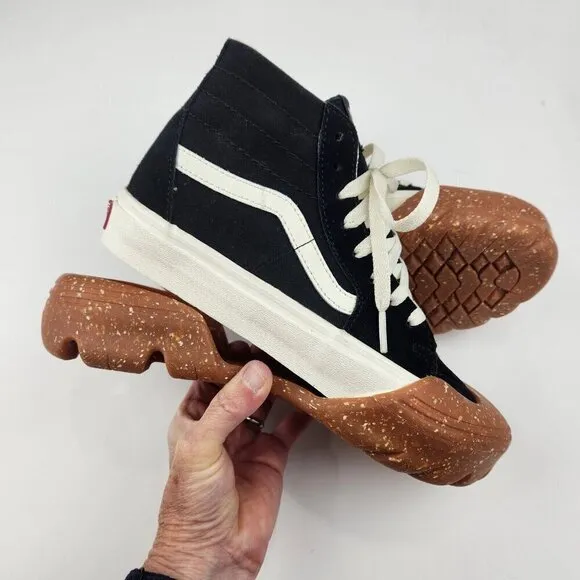 VANS Sk8-Hi Tapered Modular Speckled Gum Shoe Sneakers W7 M5.5 NWOB Black Skater