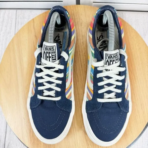 Vans SK8 Low Reissue Retro Stripes Lace Up Sneakers Blue Multi 8 Men 9.5 Women