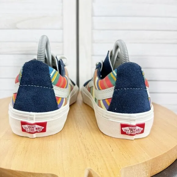 Vans SK8 Low Reissue Retro Stripes Lace Up Sneakers Blue Multi 8 Men 9.5 Women