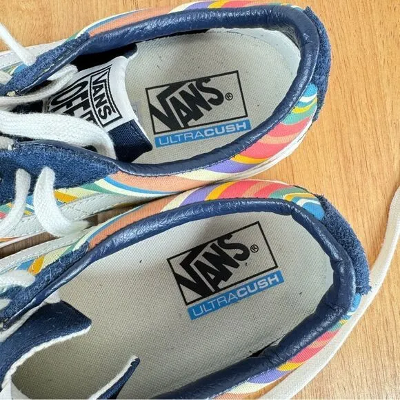 Vans SK8 Low Reissue Retro Stripes Lace Up Sneakers Blue Multi 8 Men 9.5 Women