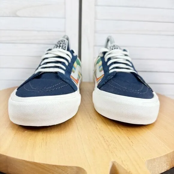 Vans SK8 Low Reissue Retro Stripes Lace Up Sneakers Blue Multi 8 Men 9.5 Women