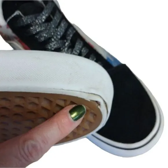 VANS Sparkly Old Skool Platform After Dark Summer Leaf Sneakers W8 M6.5