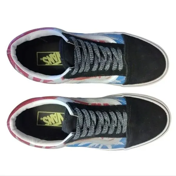 VANS Sparkly Old Skool Platform After Dark Summer Leaf Sneakers W8 M6.5