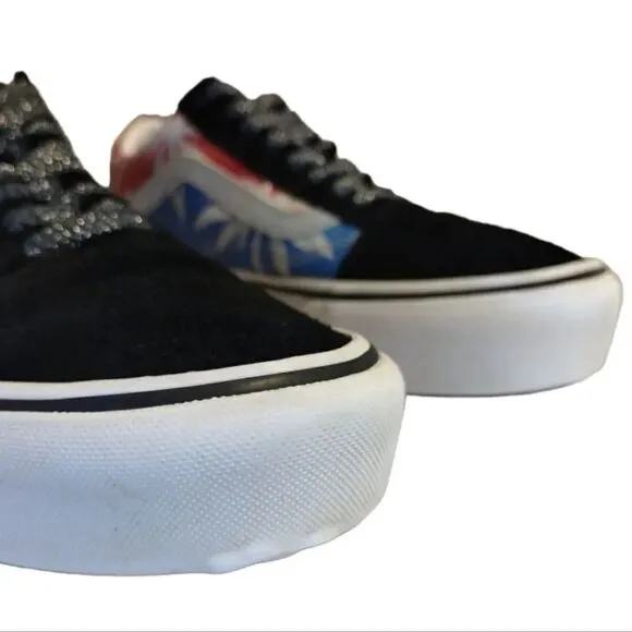 VANS Sparkly Old Skool Platform After Dark Summer Leaf Sneakers W8 M6.5