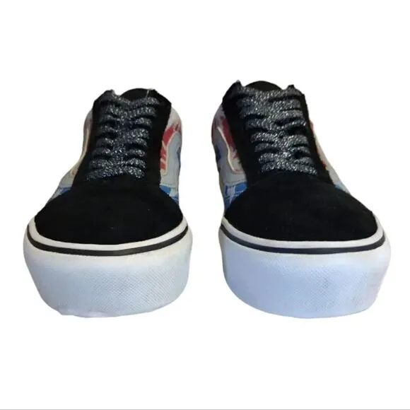 VANS Sparkly Old Skool Platform After Dark Summer Leaf Sneakers W8 M6.5