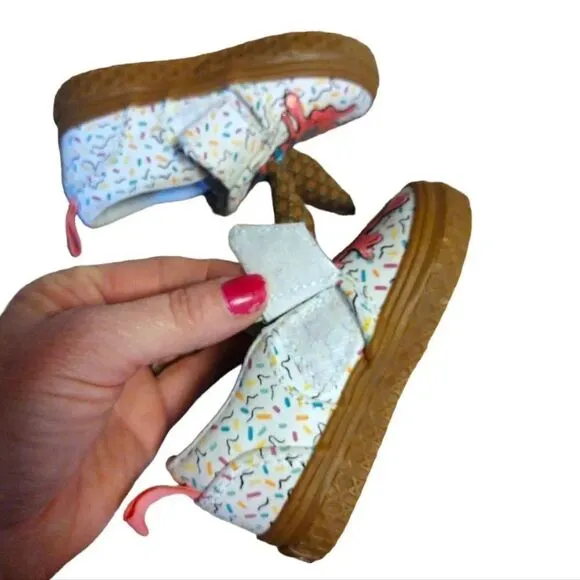 VANS White Pink Ice Cream Cone Slip On Sneakers Toddler's Size 4.5
