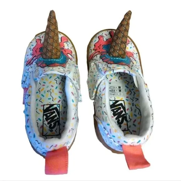 VANS White Pink Ice Cream Cone Slip On Sneakers Toddler's Size 4.5
