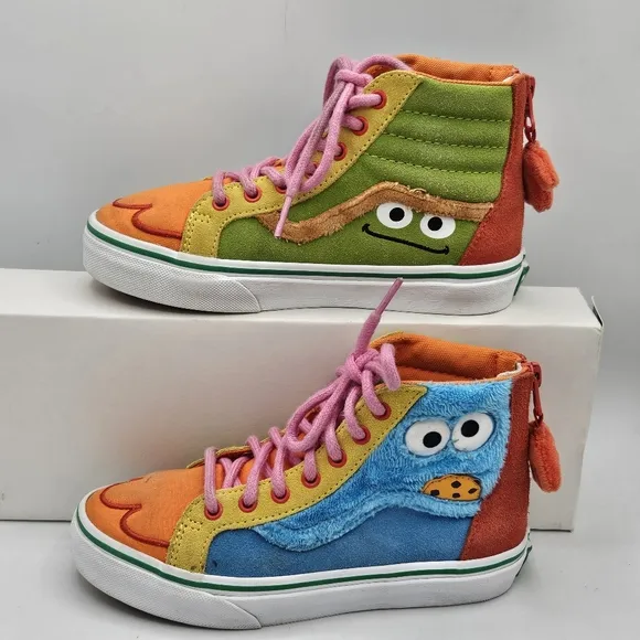 Vans x SESAME STREET SK8-Hi Zip Kids 2 Limited Edition cookie monster &amp; grouch