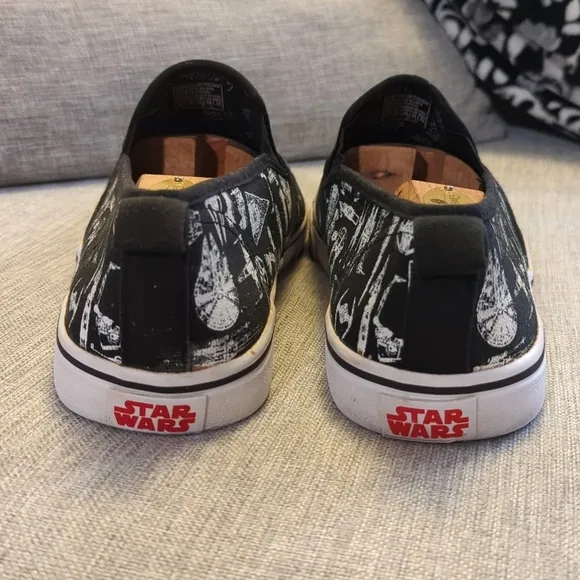 Vans X Star Wars Vehicles Ships Black and White Slip On Sneakers Size 11