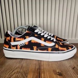 VANS x THRASHER Old Skool Mens Sz 9.5 Black Skate Skater Low Sneakers Shoes NEW