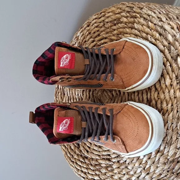 Vans Youth All Weather‎ Lumberjack Hi-top Brown Suede/Plaid Sneakers S-M6.5/W8