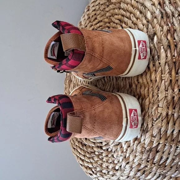 Vans Youth All Weather‎ Lumberjack Hi-top Brown Suede/Plaid Sneakers S-M6.5/W8