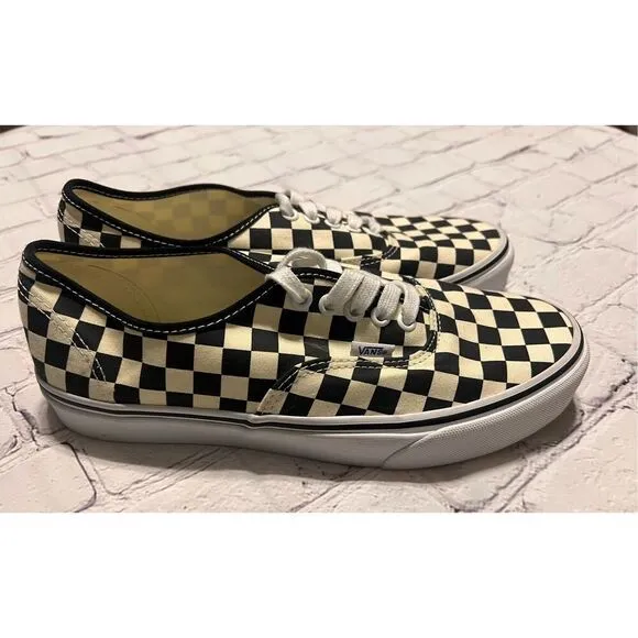 Vans Men's 9 Lace Up Low Sneakers Brown Cream Checkerboard Classic Skater Punk