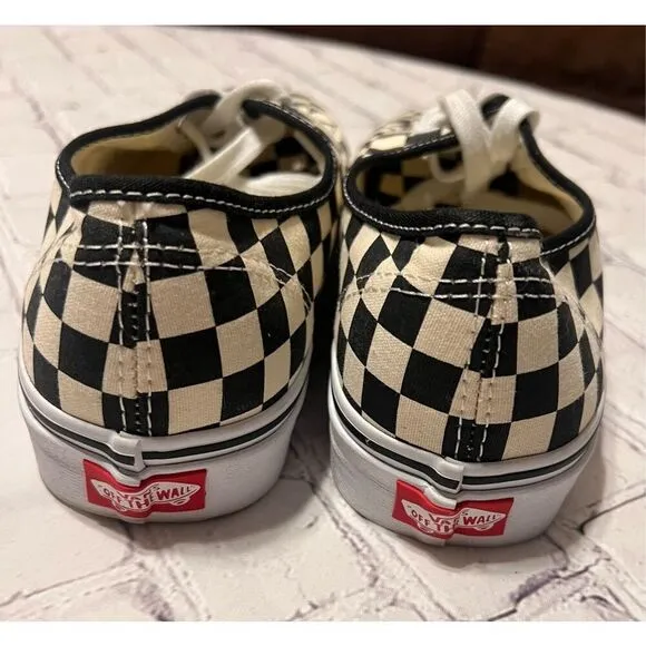 Vans Men's 9 Lace Up Low Sneakers Brown Cream Checkerboard Classic Skater Punk