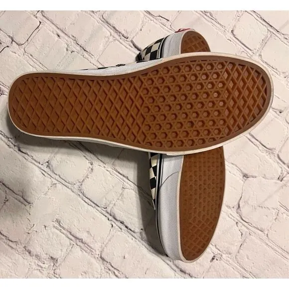 Vans Men's 9 Lace Up Low Sneakers Brown Cream Checkerboard Classic Skater Punk