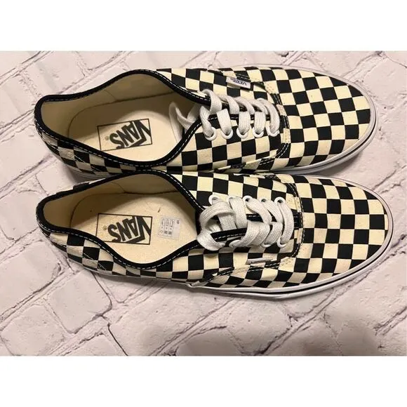 Vans Men's 9 Lace Up Low Sneakers Brown Cream Checkerboard Classic Skater Punk