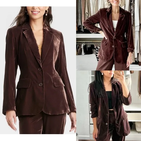 Velvet chocolate brown thick luxurious fully lined blazer
