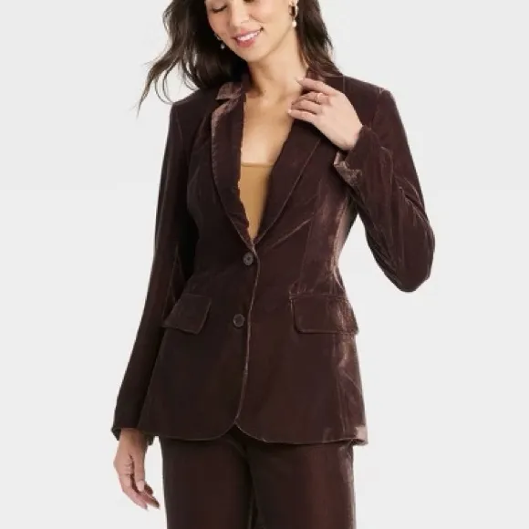 Velvet chocolate brown thick luxurious fully lined blazer