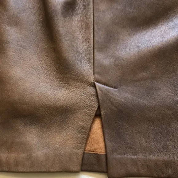 Vera Pelle brown leather pencil skirt