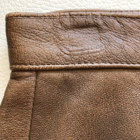 Vera Pelle brown leather pencil skirt
