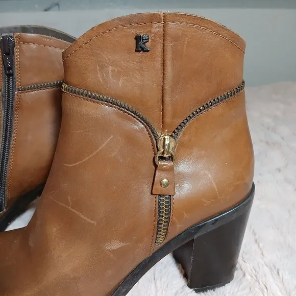 Vero Cuoio Brown Heeled Boots with Leather Finish