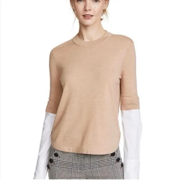 VERONICA BEARD Roscoe Merino Wool Mixed Media Pullover Sweater Size XS