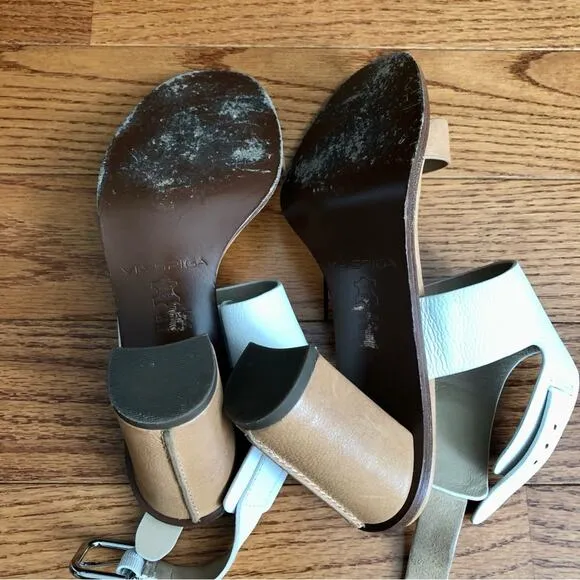 VIA SPIGA V-Belia Casual Ankle Strap Sandals - Natural White Women’s Size 8