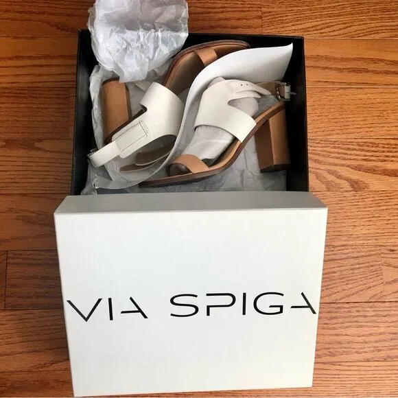 VIA SPIGA V-Belia Casual Ankle Strap Sandals - Natural White Women’s Size 8