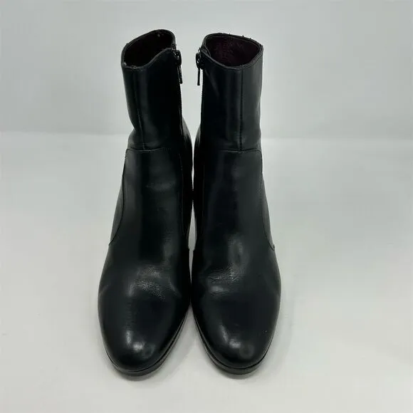 Via Spiga Women's Black Leather Ankle Booties Size 9.5M Stiletto Heel Almond Toe