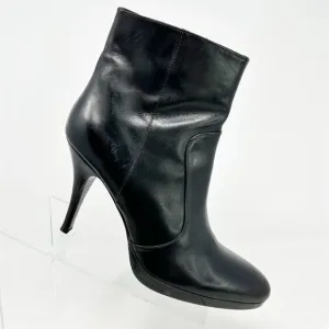 Via Spiga Women's Black Leather Ankle Booties Size 9.5M Stiletto Heel Almond Toe