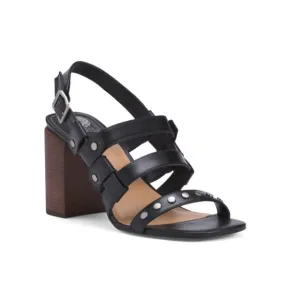 VINCE CAMUTO Black Made In Brazil Cildia Heeled Slingback Leather Sandals