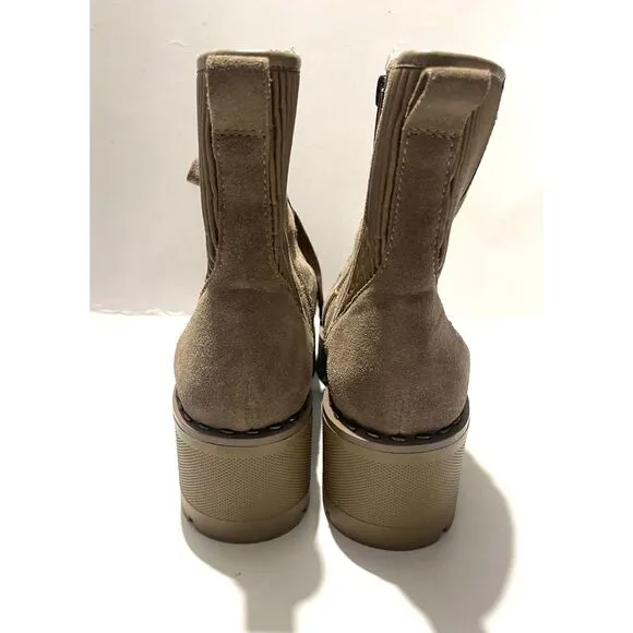 Vince Camuto boots brown chunky combat leather and man made platform women's 7.5