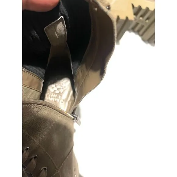 Vince Camuto boots brown chunky combat leather and man made platform women's 7.5