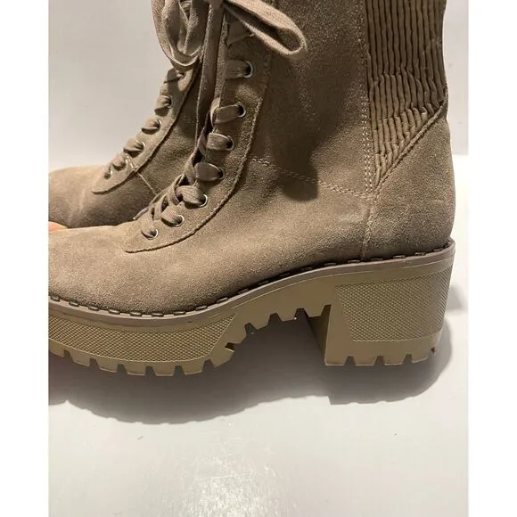 Vince Camuto boots brown chunky combat leather and man made platform women's 7.5