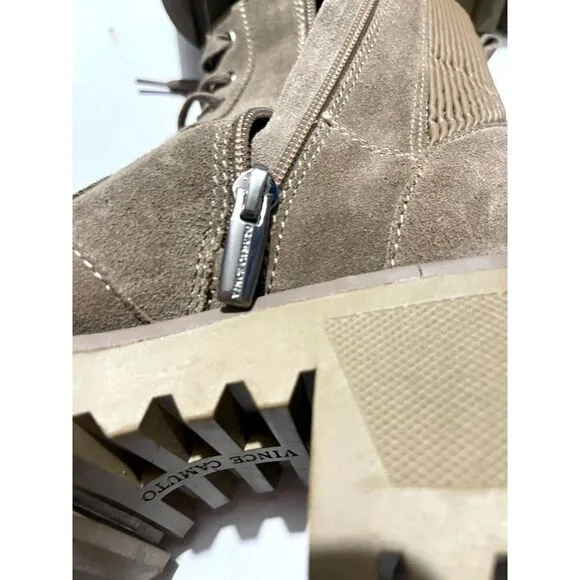 Vince Camuto boots brown chunky combat leather and man made platform women's 7.5