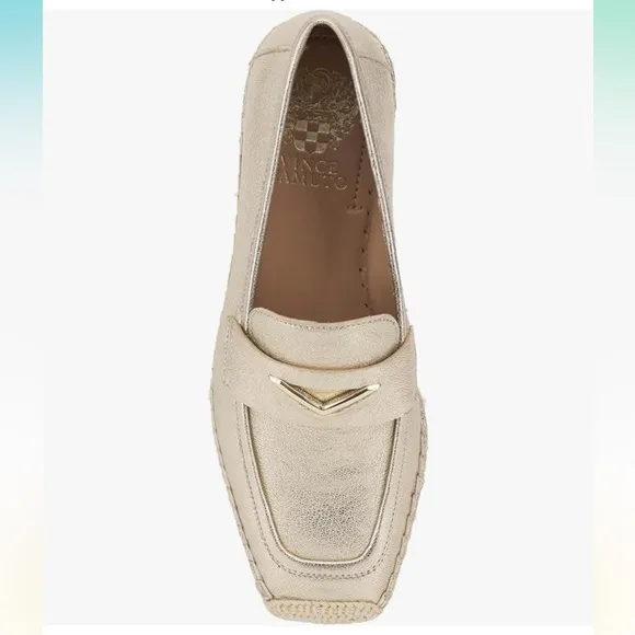 “VINCE CAMUTO” Myylee Gold Espadrille Slip On Loafers