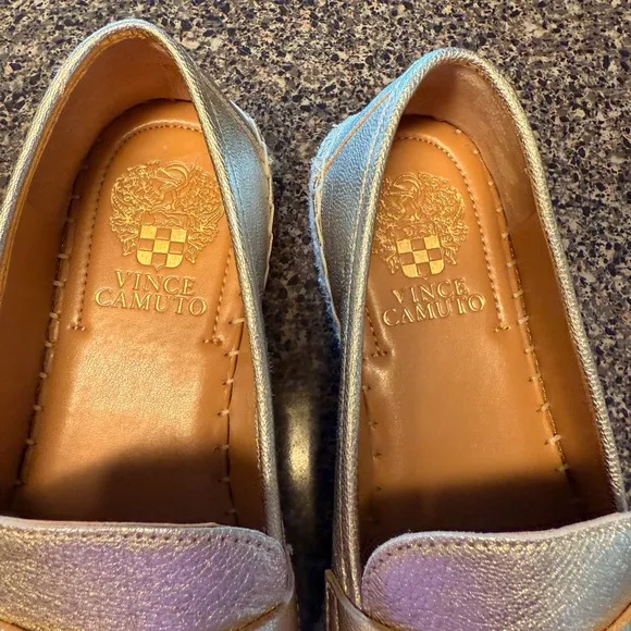 “VINCE CAMUTO” Myylee Gold Espadrille Slip On Loafers
