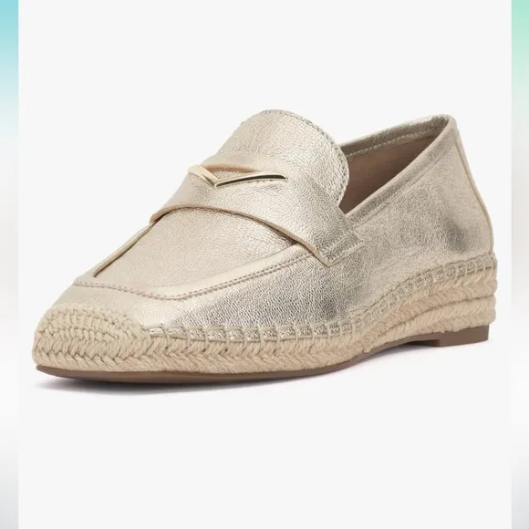 “VINCE CAMUTO” Myylee Gold Espadrille Slip On Loafers