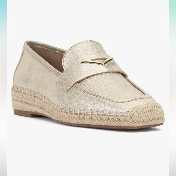 “VINCE CAMUTO” Myylee Gold Espadrille Slip On Loafers