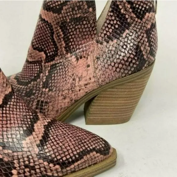Vince Camuto Pink Snake Print Ankle Boots