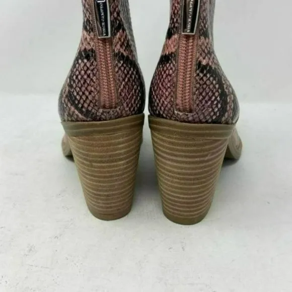 Vince Camuto Pink Snake Print Ankle Boots