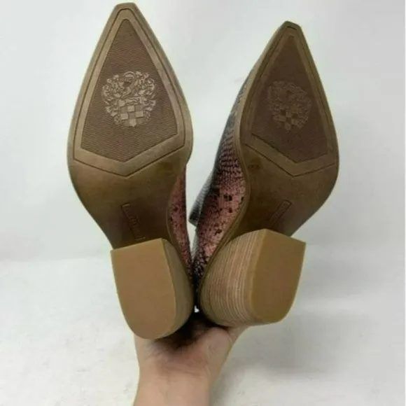 Vince Camuto Pink Snake Print Ankle Boots