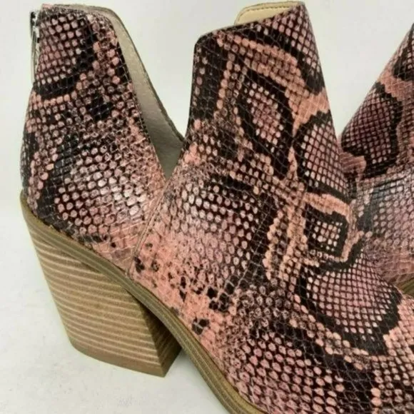 Vince Camuto Pink Snake Print Ankle Boots