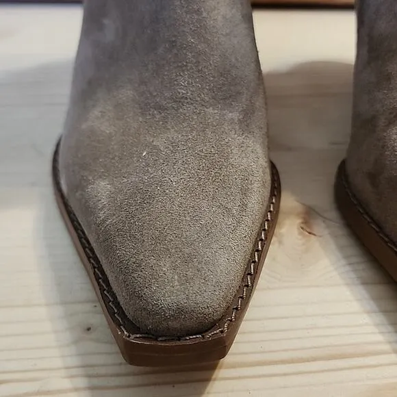 VINCE CAMUTO SLOUCHED LEATHER WESTERN BOOTS WOMANS 5 TAN SUEDE MADE IN BRAZIL