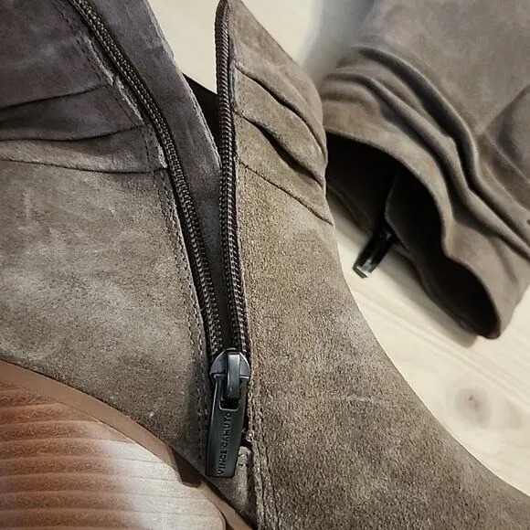 VINCE CAMUTO SLOUCHED LEATHER WESTERN BOOTS WOMANS 5 TAN SUEDE MADE IN BRAZIL